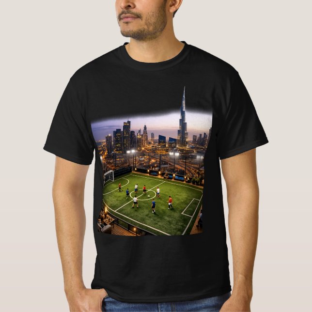 Modern City Skyline Night Lights Graphic T-Shirt (Devant)
