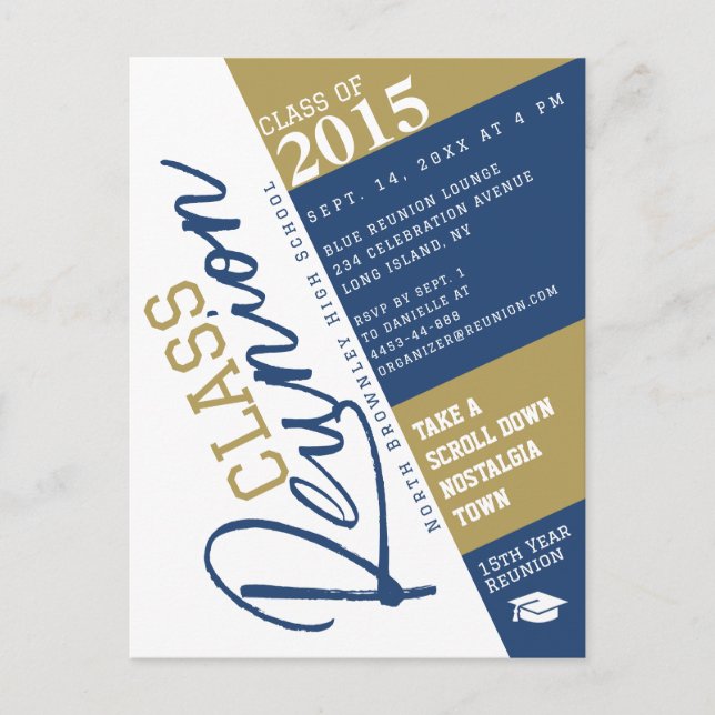 Modern Class Reunion Design Invitation Postcard (Devant)