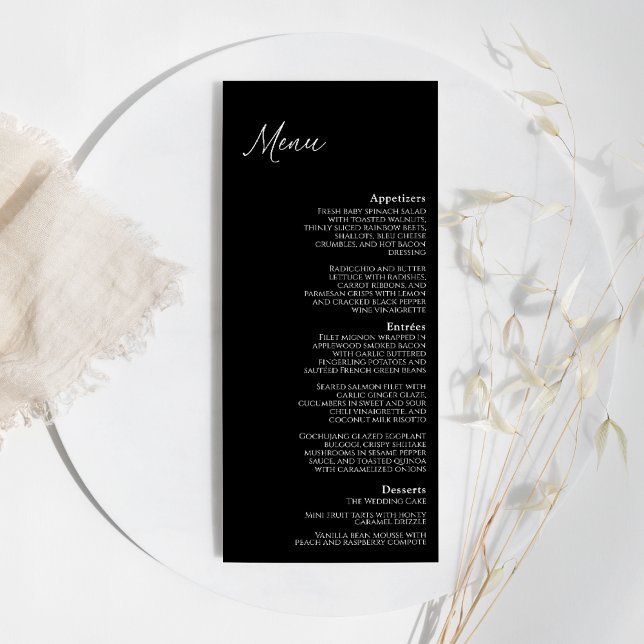 Modern Classic Black Wedding Flat Menu (Créateur téléchargé)