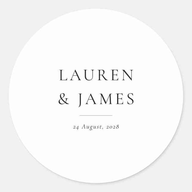 Modern Classic Couple Wedding Favor Sticker (Devant)