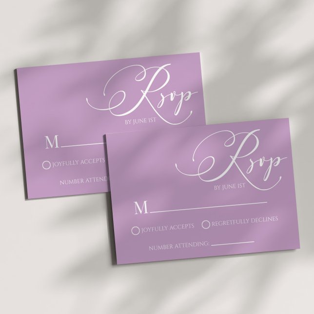 Modern Classic Lilac Lavender Wedding RSVP Card (Créateur téléchargé)
