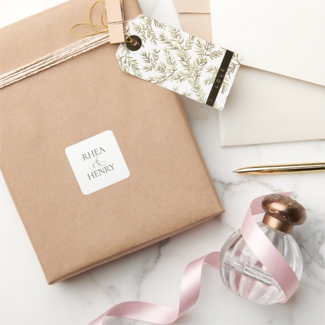 Modern Classic Personalized Names Wedding Sticker (Cadeaux)