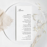 Modern Classic Wedding Flat Menu<br><div class="desc">This modern classic wedding flat menu is perfect for your elegant modern wedding. This design features black simple calligraphy off set on a neutral bright white background to match your classic traditional wedding or minimalist boho wedding in the spring, summer, fall, or winter. Please feel free to reach out to...</div>
