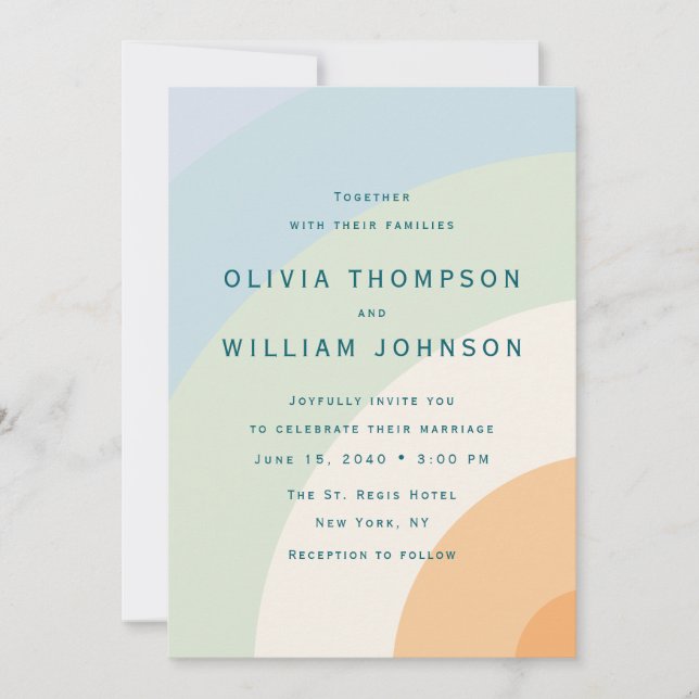 Modern Color Block Wedding Invitation (Devant)
