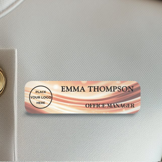 Modern Copper Fabric Design Name Badge Custom 名札 (Créateur téléchargé)