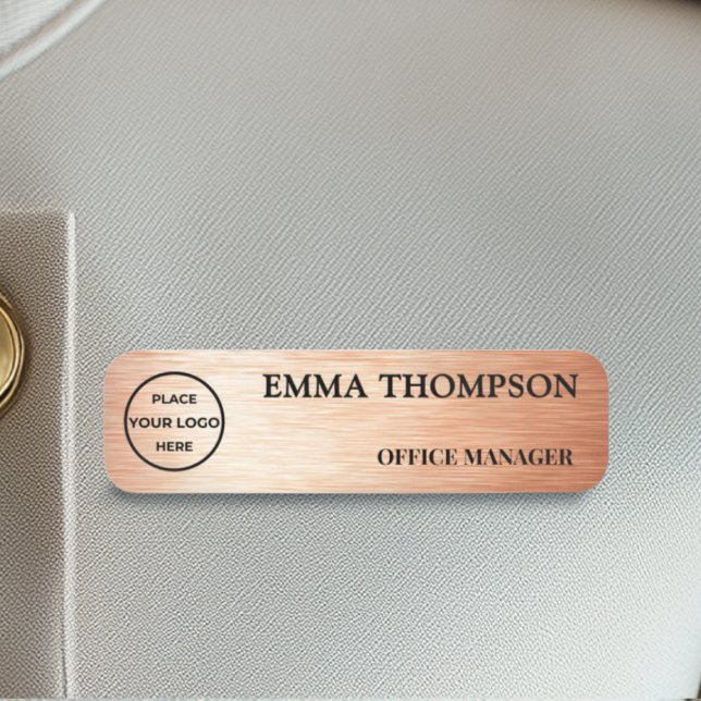 Modern Copper Hairline Design Name Badge Custom 名札 (Créateur téléchargé)