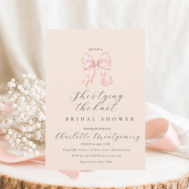 Modern Coquette Pink Bow Bridal Shower Invitation  (Créateur téléchargé)