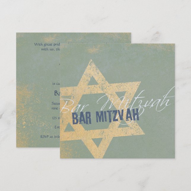 Modern Distressed - Barre Mitzvah Invitation (Devant / Derrière)