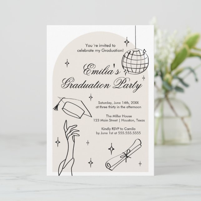 Modern doodle Graduation Invitation (Debout devant)