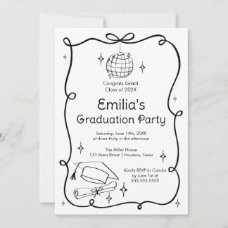Modern doodle Graduation Invitation