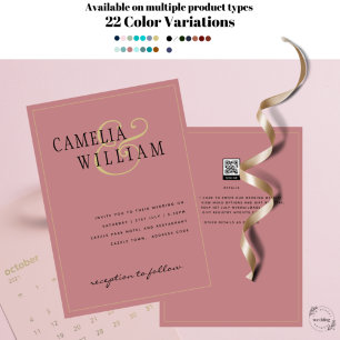 Modern Dusty Rose Pink Wedding Invitation