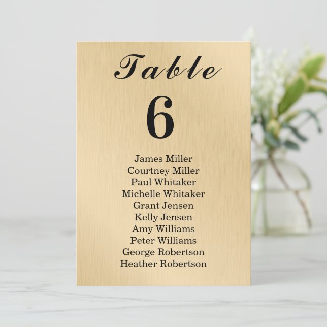 Modern Elegance Gold Table Number Seating Chart (Debout devant)