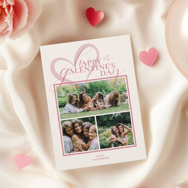 Modern Elegant Chic Photo Galentine's Day Card (Créateur téléchargé)