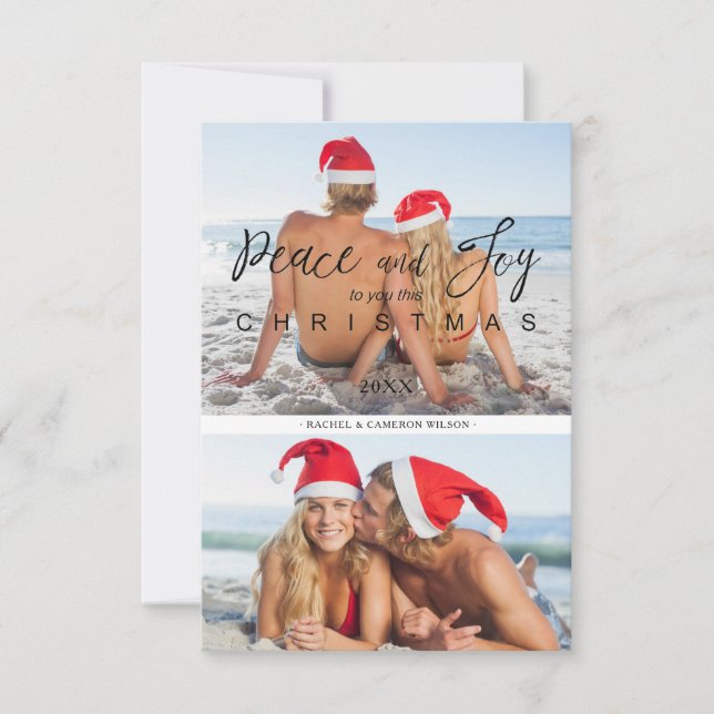 Modern Elegant Collage 2 Photos Couple Christmas (Devant)