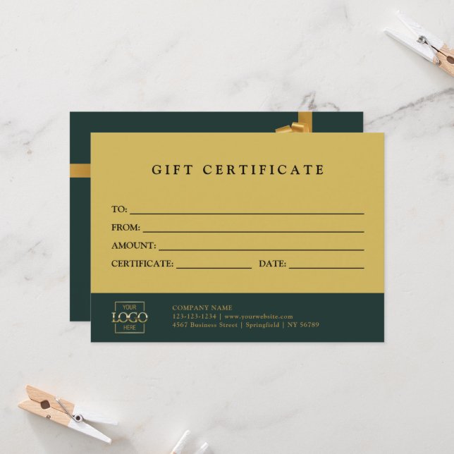 Modern Elegant Custom Business Gift Certificate (Devant/Arrière en situation)