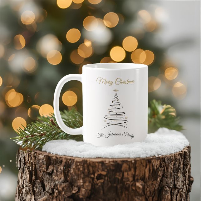 Modern Elegant Minimal Christmas Tree Mug (Créateur téléchargé)