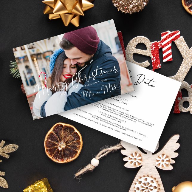 Modern Elegant Mr & Mrs Christmas Couple Wedding (Modern Elegant Mr & Mrs Christmas Couple Wedding Save the Date.)