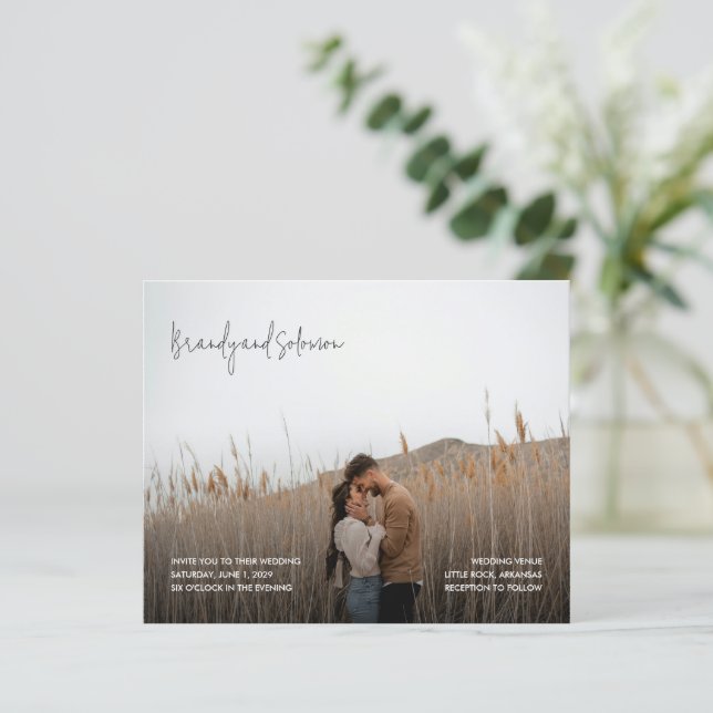 Modern Elegant Photo Budget Wedding Invitation (Debout devant)