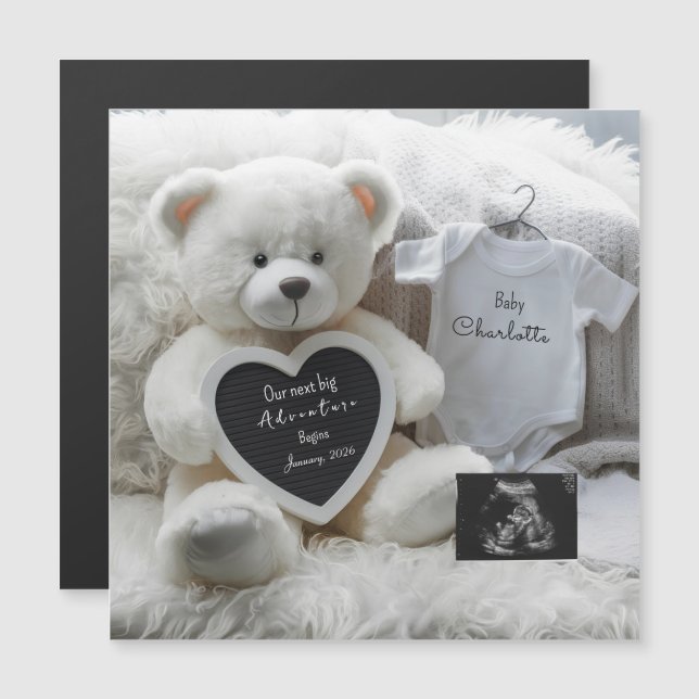 Modern Elegant Pregnancy Announcement Keepsake  (Devant / Derrière)