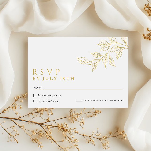 Modern Faux Gold Botanical Wedding RSVP Cards (Créateur téléchargé)