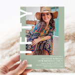 Modern FIFTY Photo 50th Birthday Party Invitation<br><div class="desc">Modern 50th Birthday Invitation - Design features a sage green background that can be changed to any color,  a portrait photograph,  the text 'FIFTY' in bold white font and an elegant birthday party template that can easily be personalized. Stylish,  trendy and perfect for any age!</div>