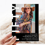 Modern FIFTY Photo 50th Birthday Party Invitation<br><div class="desc">Modern 50th Birthday Invitation - Design features a black background that can be changed to any color,  a portrait photograph,  the text 'FIFTY' in bold white font and an elegant birthday party template that can easily be personalized. Stylish,  trendy and perfect for any age!</div>
