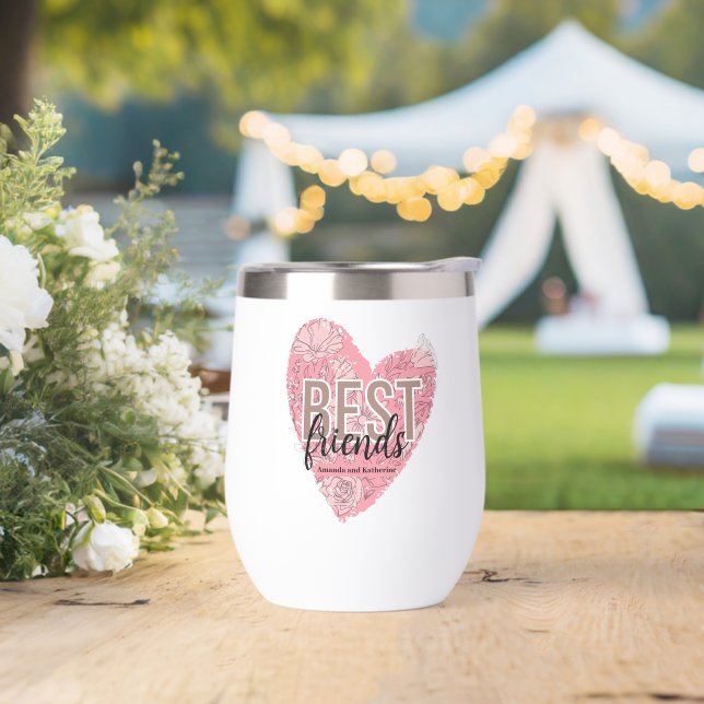 Modern Floral Heart  Thermal Wine Tumbler (Extérieur)
