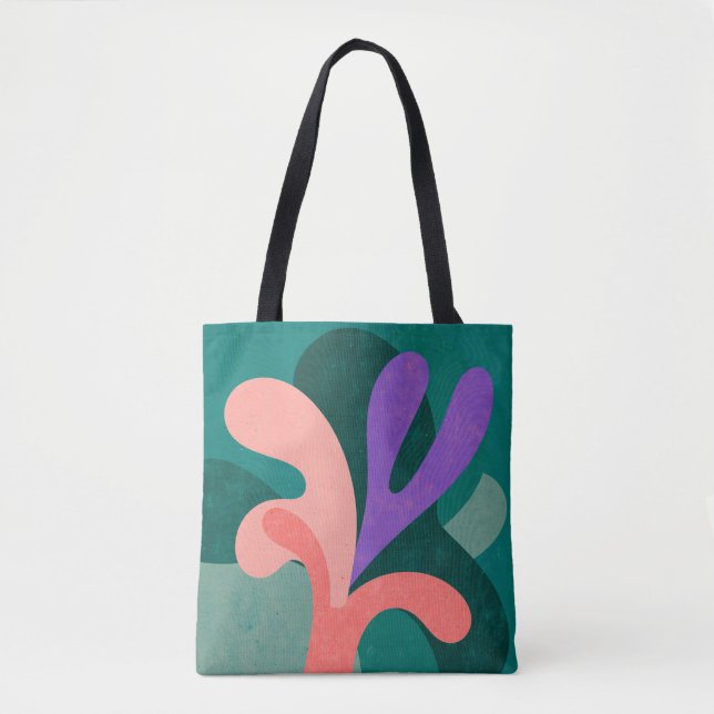 Modern Floral Shape Tote Bag – Bold Color Botanica (Devant)