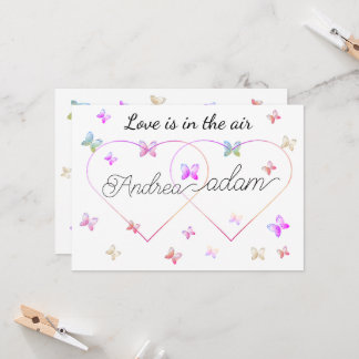 modern flying butterflies heart invitation