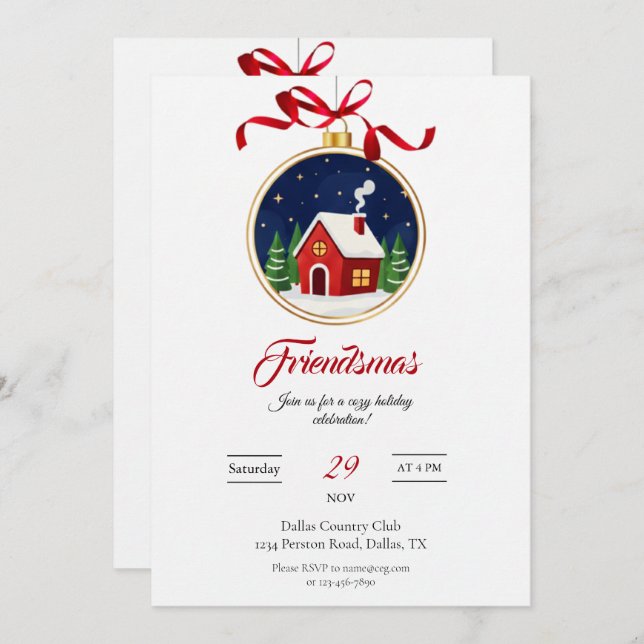 Modern Friendsmas Holiday Party Invitation (Devant / Derrière)
