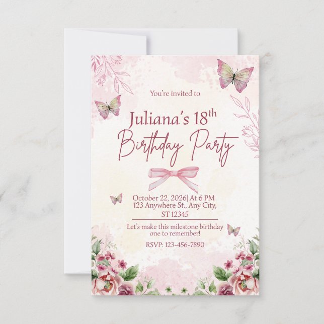 Modern Geometric 18th Birthday Party Invitation (Devant)