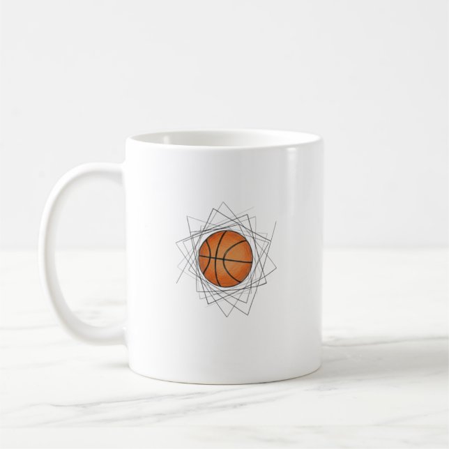 Modern Geometric Frame Basketball Art Mug (Gauche)