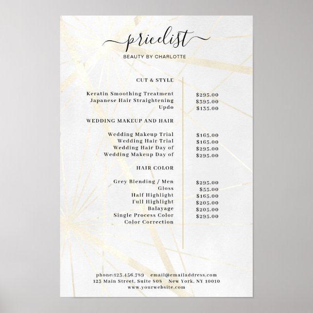 Modern Geometric Price List Poster (Devant)