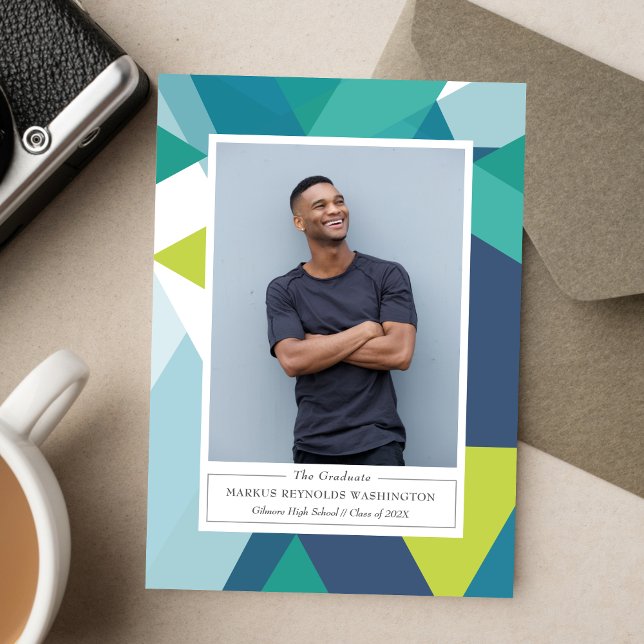Modern Geometry 2 Photo Graduation Invitation (Créateur téléchargé)