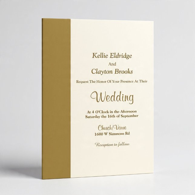 Modern Gold Bar Ivory Wedding Invitation (Créateur téléchargé)