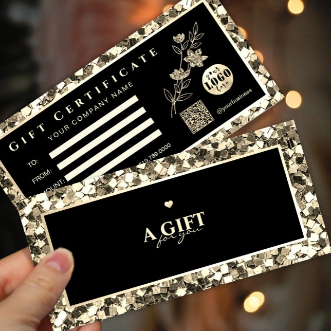 Modern Gold Floral Ajouter un logo certificat cade (#giftcertificate #goldframegiftcard #giftcard #Christmas #holiday #newyear #caligraphic #goldfoil )