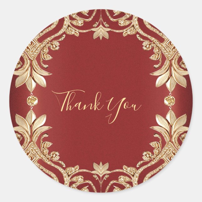 Modern Gold Red Floral Sticker (Devant)