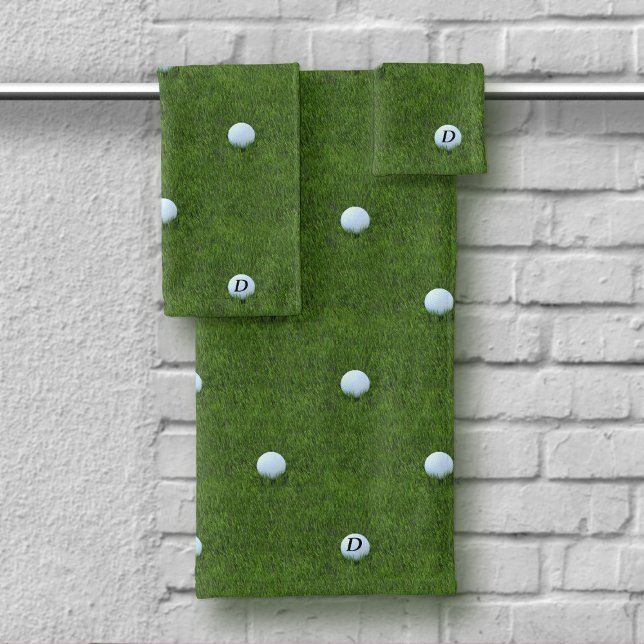 Modern Golfer Dad Monogram Golf Ball Green (Créateur téléchargé)