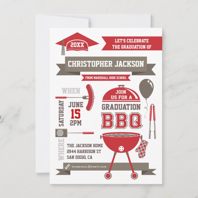 Modern Gradation BBQ Invitation (Devant)