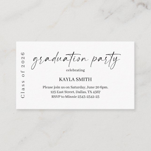 Modern Graduation Party Invitation Insert (Devant)