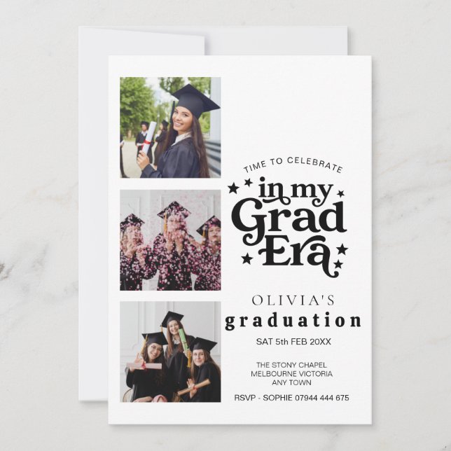 Modern Graduation Party Invitation with Photos (Devant)