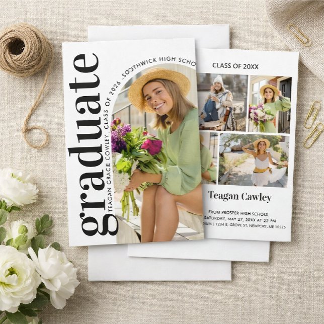 Modern Graduation Photo Collage Invitation (Créateur téléchargé)