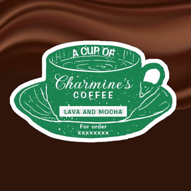 Modern Green Coffee Cup Stickers for Coffee Cups (Créateur téléchargé)