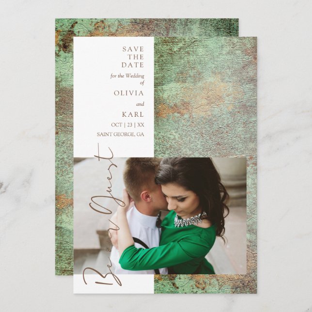 Modern Green Gold Be Our Guest Photo Couple (Devant / Derrière)