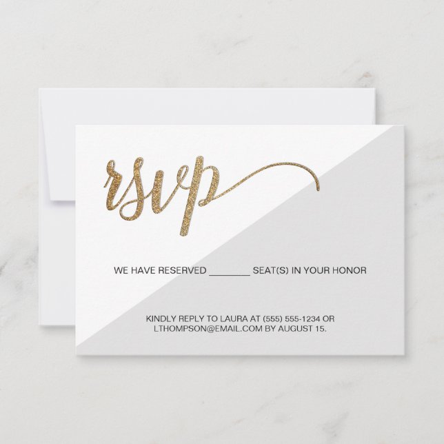 Modern Grey Gold RSVP no mailing Siège réservé (Devant)