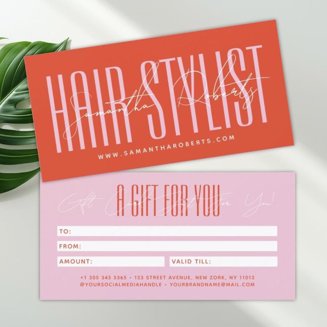 Modern hair stylist script typography gift card (Créateur téléchargé)