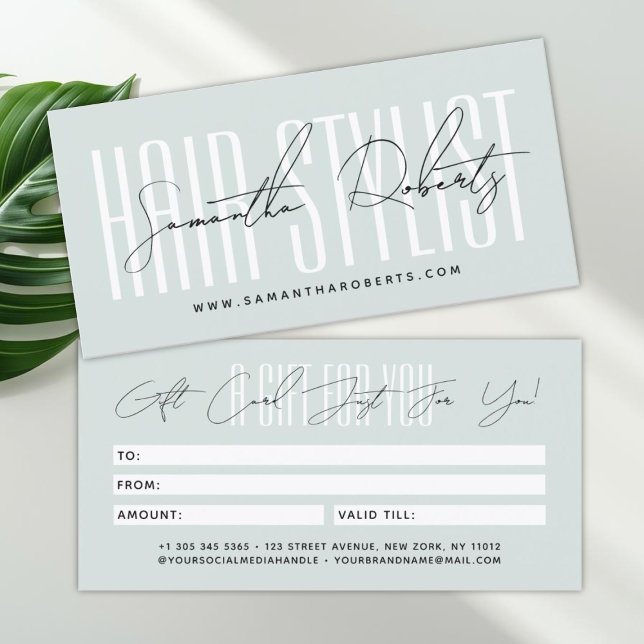 Modern hair stylist script typography gift card (Créateur téléchargé)