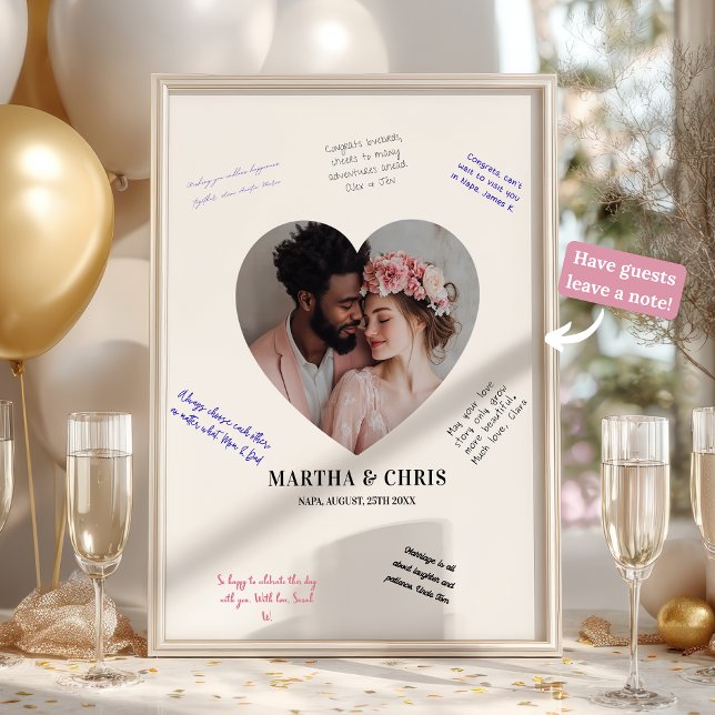Modern Heart Photo Mariage Signature Livre d'or (Modern Heart Photo Wedding Signature Guestbook)