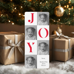 "Modern JOY Photo Christmas   Holiday rouge gras