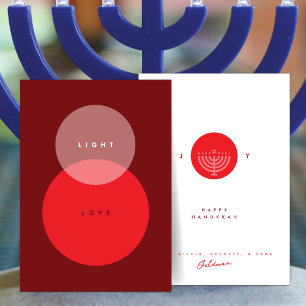 Modern Light & Love Carte de Hanukkah Rouge 